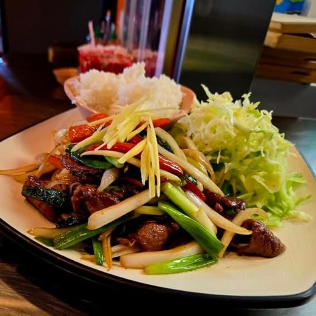Ginger Pork or Beef.