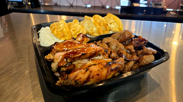 Chicken, Pork, Potstickers Combo.